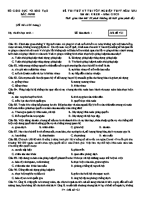 Đề thi thử Tốt nghiệp THPT môn Giáo dục công dân - Mã đề 421 - Năm học 2020-2021 - Sở giáo dục và đào tạo Bắc Ninh (Có đáp án)